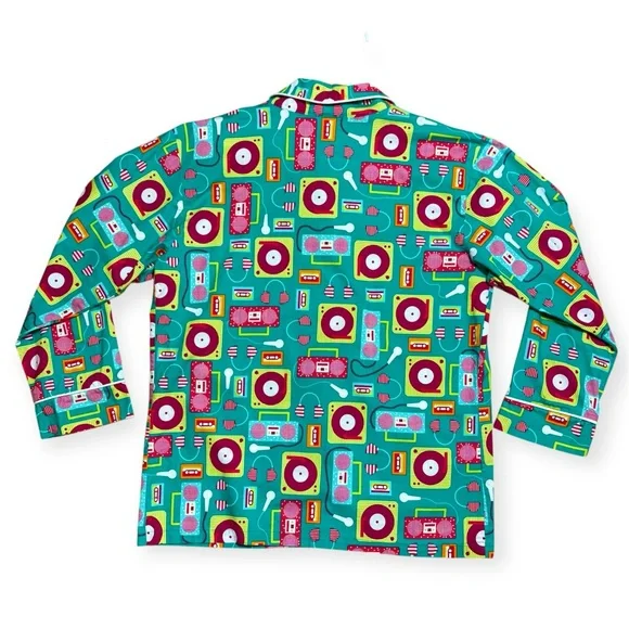 Bed Head Wm’s 100% Cotton Retro Music Print 2 Piece Pajamas Set In Sz L